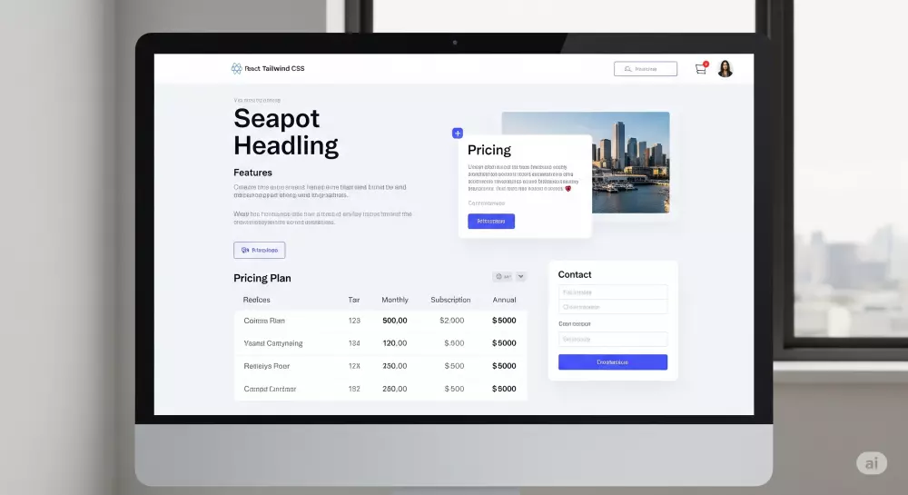 تصميم وتطوير صفحة هبوط احترافية ومتجاوبة باستخدام React وTailwind CSS