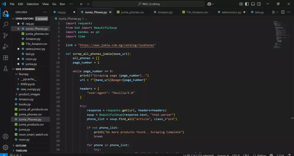 استخراج البيانات من مواقع الانترنت آليا Web Scraping