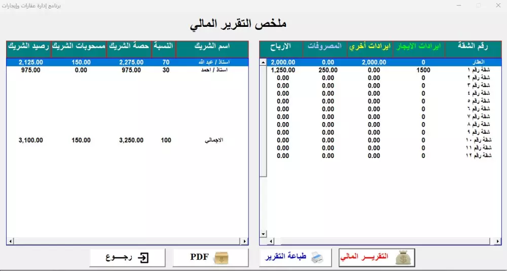 برنامج إدارة أملاك وإيجار عقارات