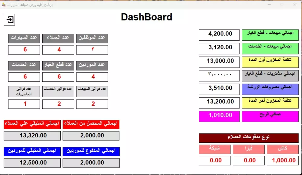 برنامج إدارة ورشة/ مركز صيانة للسيارات