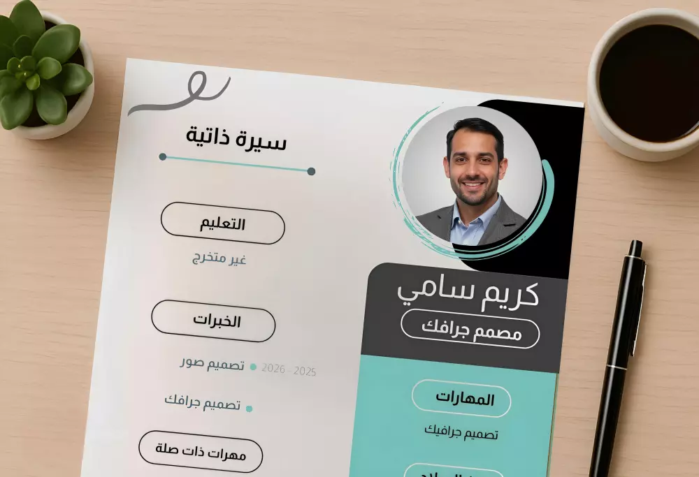 قالب سيرة ذاتية احترافي باللغة العربية – تصميم أنيق وقابل للتعديل
