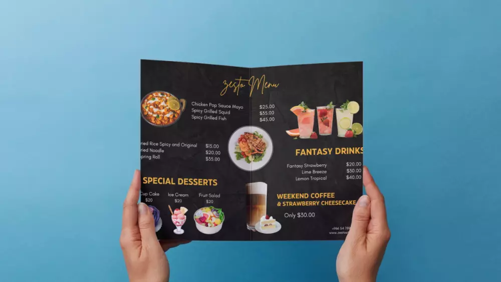 سأقوم بتصميم منيو احترافي ومُرتّب يعرض قائمة الطعام أو المشروبات بشكل جذّاب وواضح، سواء كان منيو ورقي للطباعة أو منيو رقمي للنشر على السوشيال ميديا، مع مراعاة هوية المطعم أو الكافيه وأسلوب العرض المناسب للجمهور.
