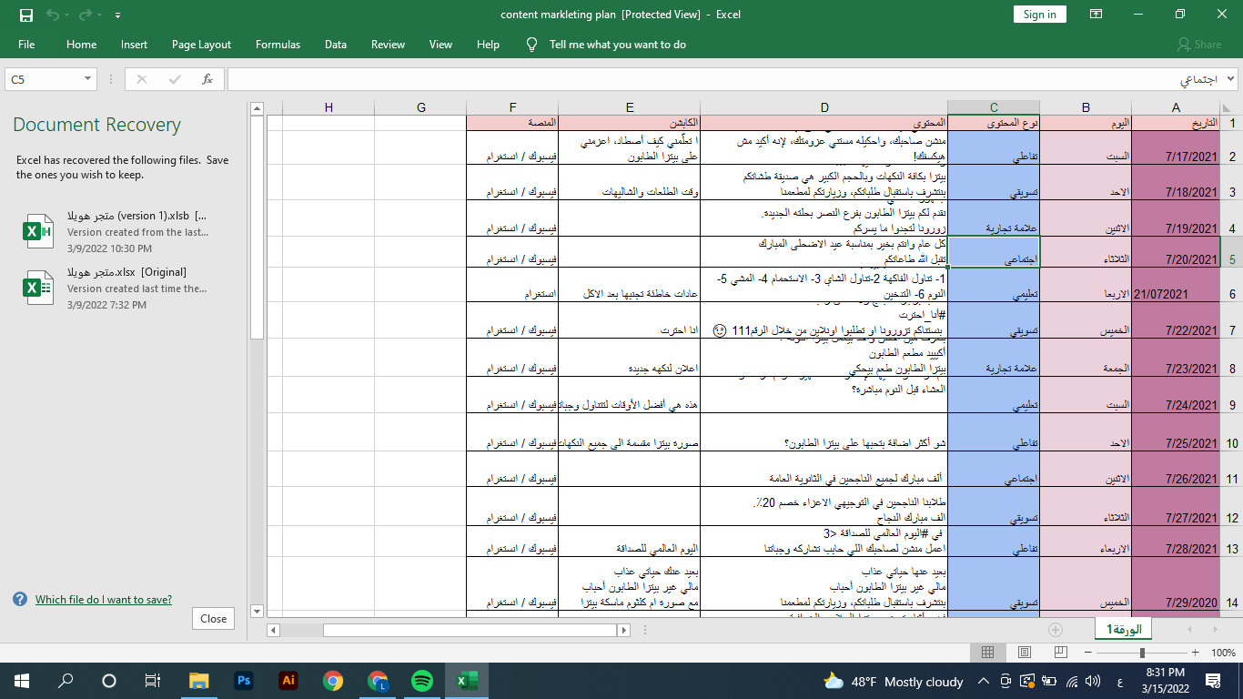 كتابة خطط محتوى
