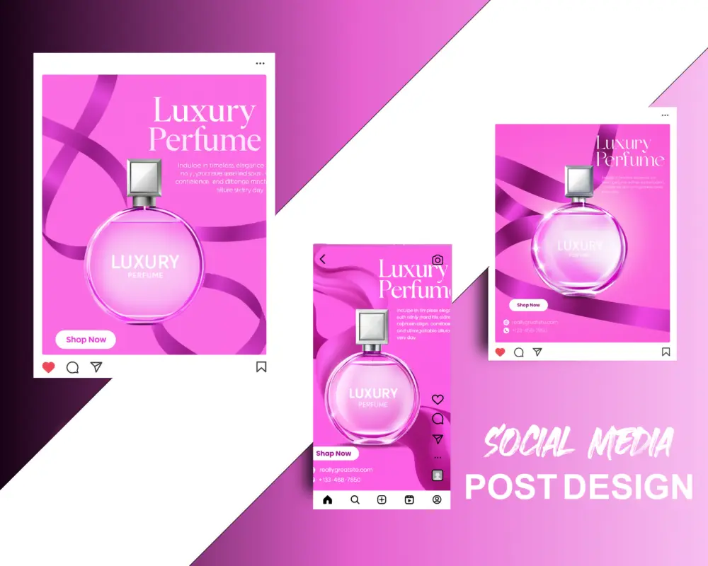 سأقوم بتصميم منشورات التواصل الاجتماعي الإبداعية وإعلانات الفيسبوك ومنشورات الانستغرام والقصص وصور الإعلانات