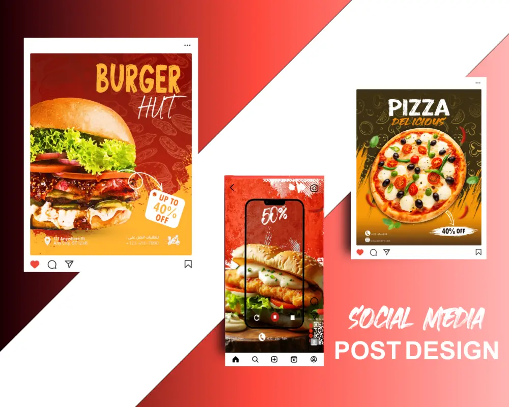 سأقوم بتصميم منشورات التواصل الاجتماعي الإبداعية وإعلانات الفيسبوك ومنشورات الانستغرام والقصص وصور الإعلانات