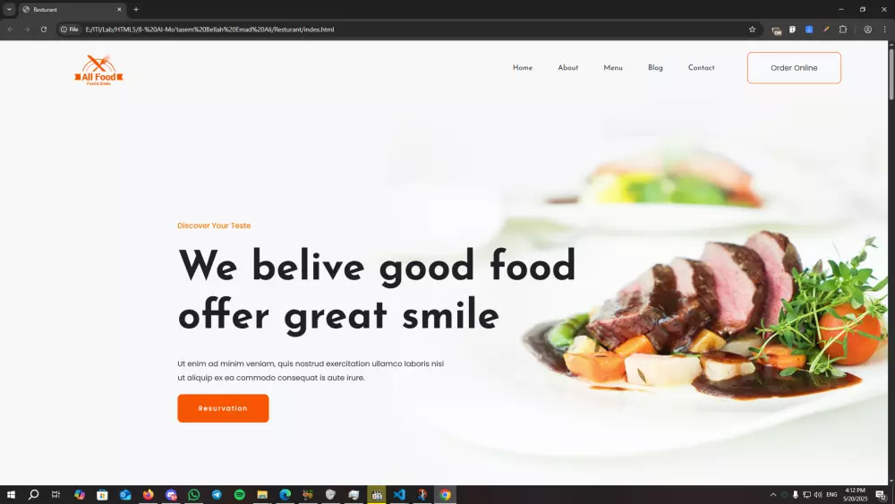 تصميم صفحة ويب باستخدام HTML, CSS, JS