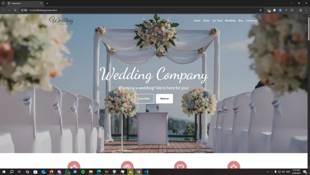 تصميم صفحة ويب باستخدام HTML, CSS, JS