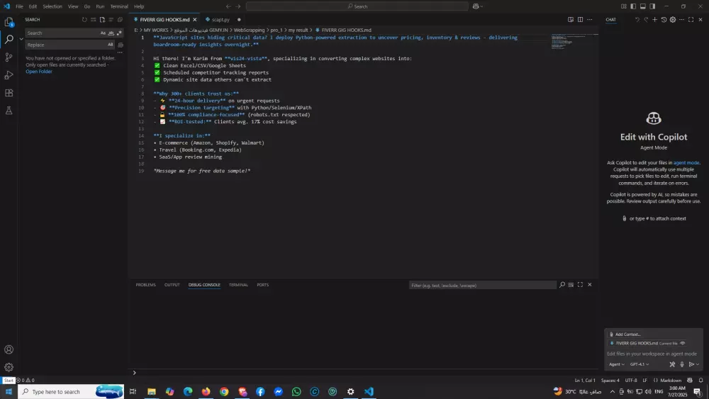 استخراج بيانات المواقع باحترافية فقط 15$ لكل 1k نتيجة من مصدر بيانات واحد, دقة وموثوقية 100%