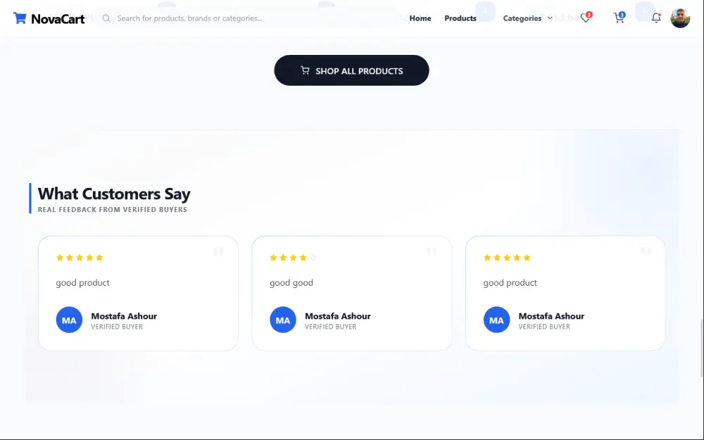 تطوير متجر إلكتروني احترافي باستخدام React و ASP.NET Core مع لوحة تحكم متكاملة بتصميم عصري