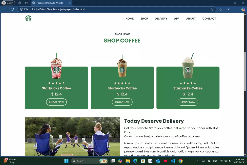 landing page