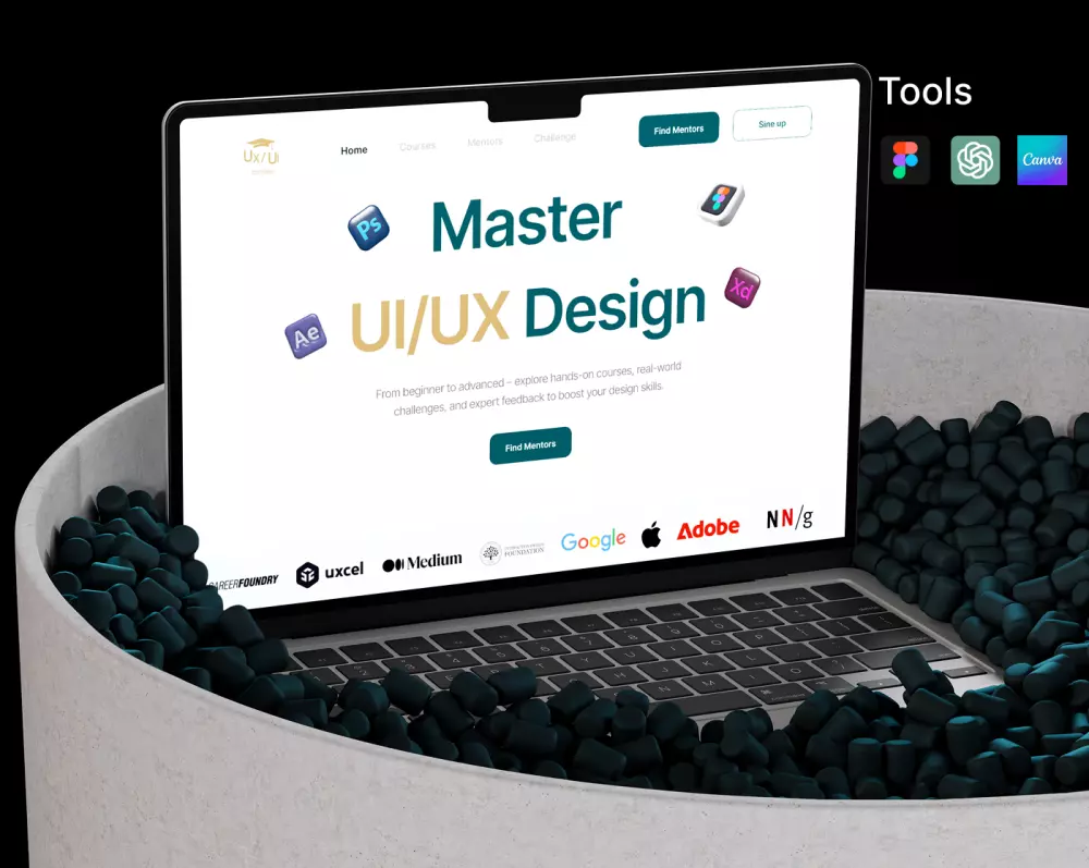 تصميم واجهه المستخدم ui/ux لصفحه هبوط