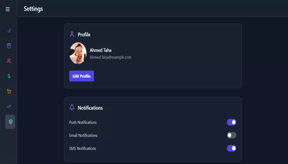سأقدم لك لوحة تحكم احترافية مبنية بـ React وTailwind CSS