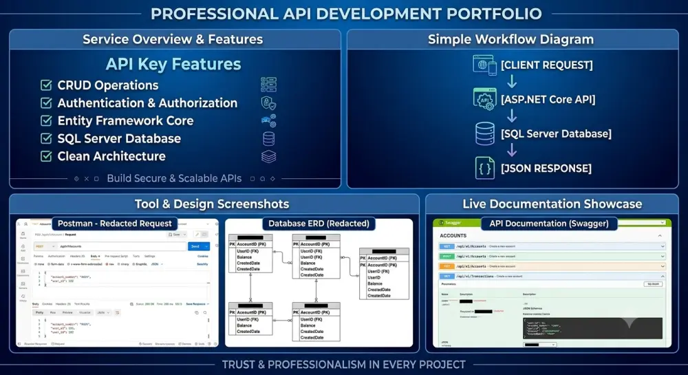 تطوير REST API احترافي باستخدام ASP.NET Core مع SQL Server و JWT و Swagger