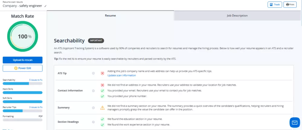 تصميم سيرة ذاتية اكاديمية متوافقة مع نظام ال ATS مع إجراء تقييم علي النظام
