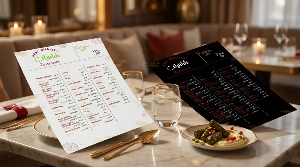 تصميم منيو احترافي بجودة عالية و جاهز للطباعة