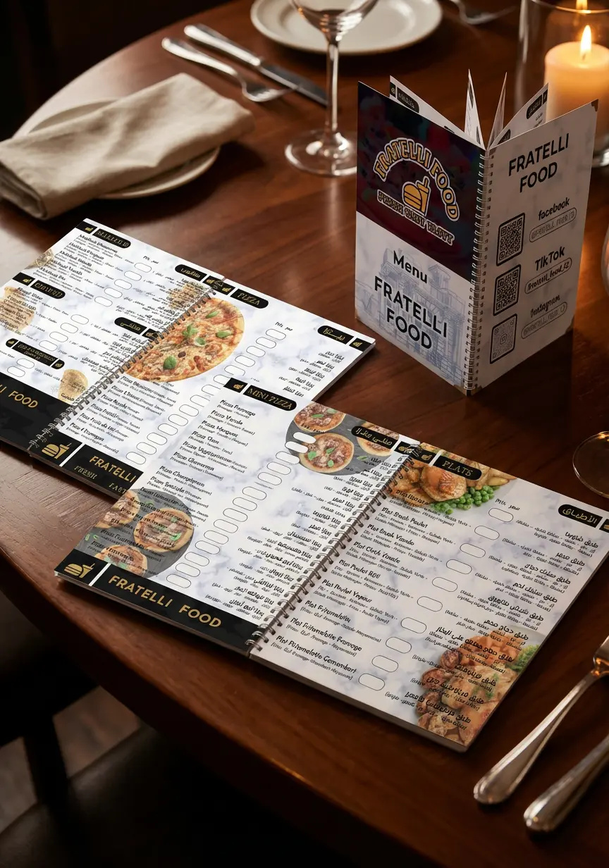 تصميم منيو احترافي بجودة عالية و جاهز للطباعة