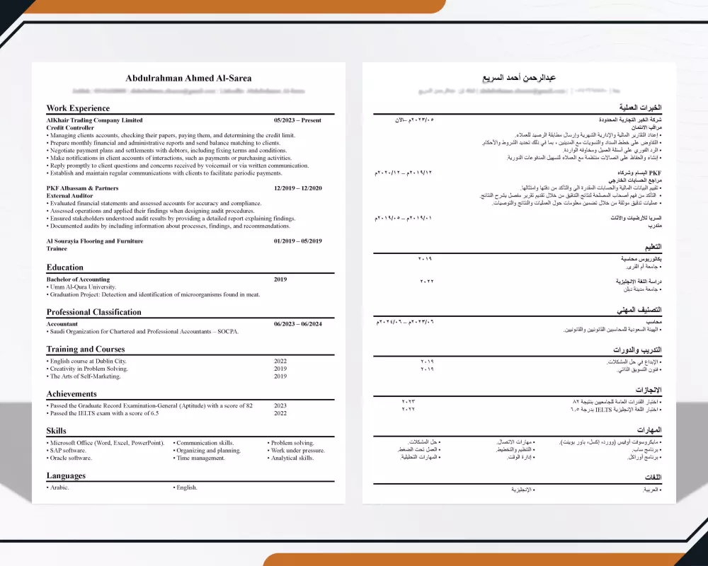 تصميم سيرة ذاتية إحترافية