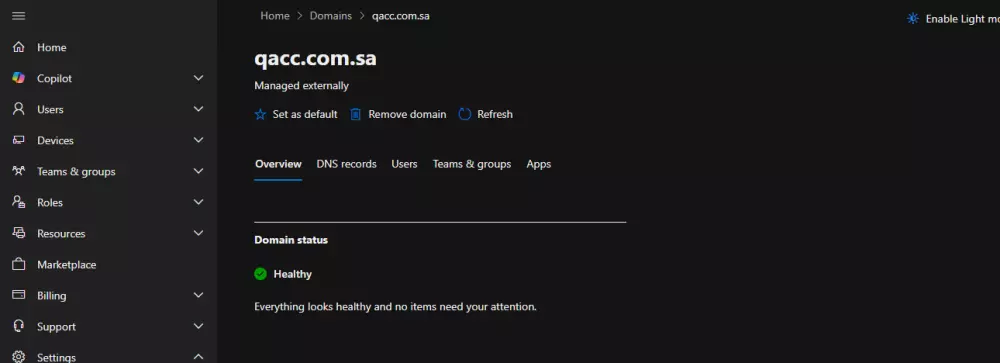 إنشاء الدومين الخاص بك وربطه على Microsoft 365 Admin