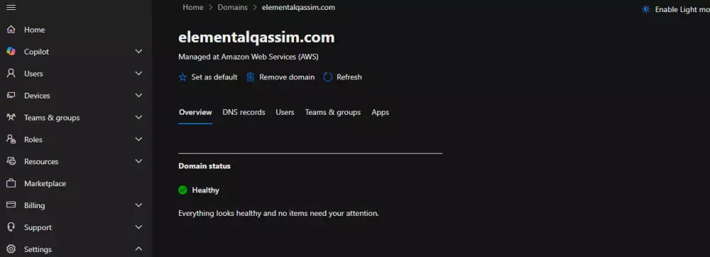 إنشاء الدومين الخاص بك وربطه على Microsoft 365 Admin