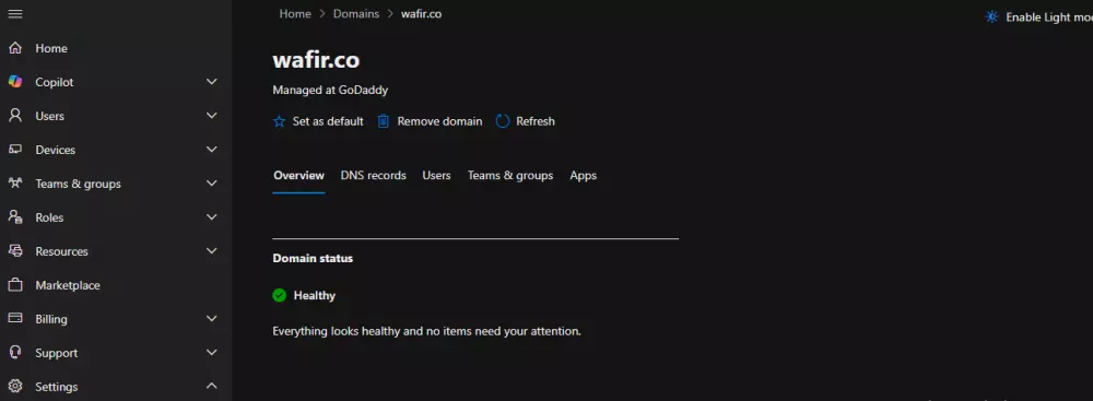 إنشاء الدومين الخاص بك وربطه على Microsoft 365 Admin