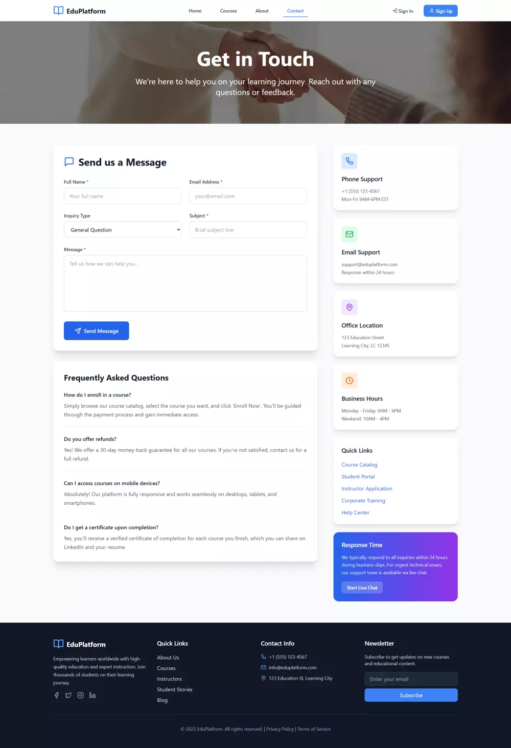 تصميم وتطوير منصة تعليمية احترافية شبيهة بـ Udemy وCourse