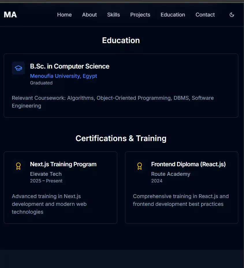 تطوير واجهات ويب احترافية (بروفايل شخصي، سيرة ذاتية، لوحة تحكم، أو تحويل تصميم جاهز) باستخدام React و Next.js