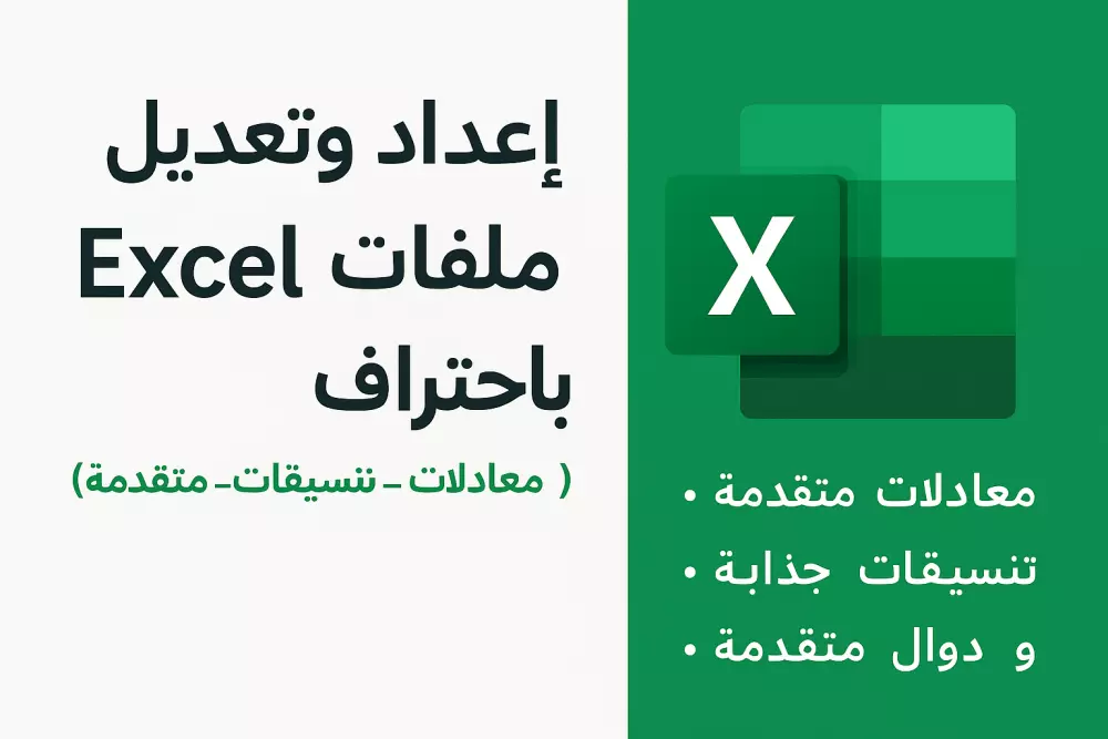 إعداد وتعديل ملفات Excel باحتراف (معادلات – تنسيقات – دوال متقدمة)