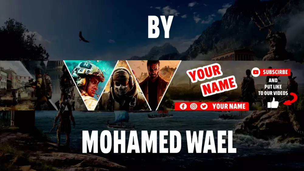 تصميم بنرات قنوات يوتيوب بطريقة عصرية وألوان جميلة 2025