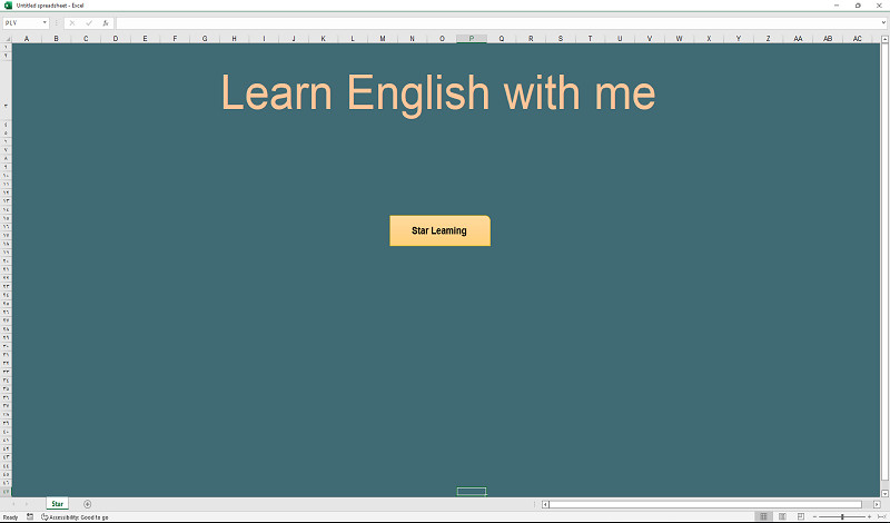 تصميم واجهة اكسيل لتعلم اللغة الإنجليزية Learn English