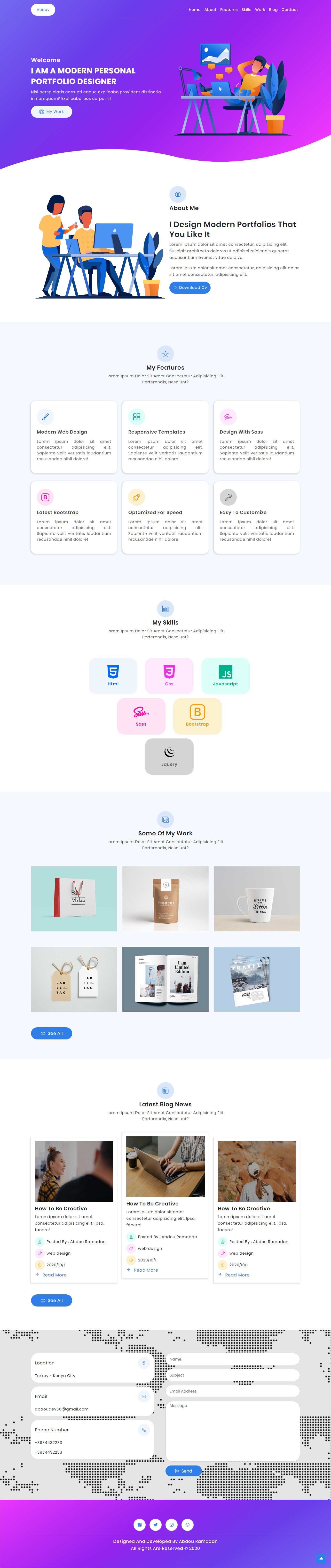 تصميم موقع إلكتروني شخصي (Portfolio)
