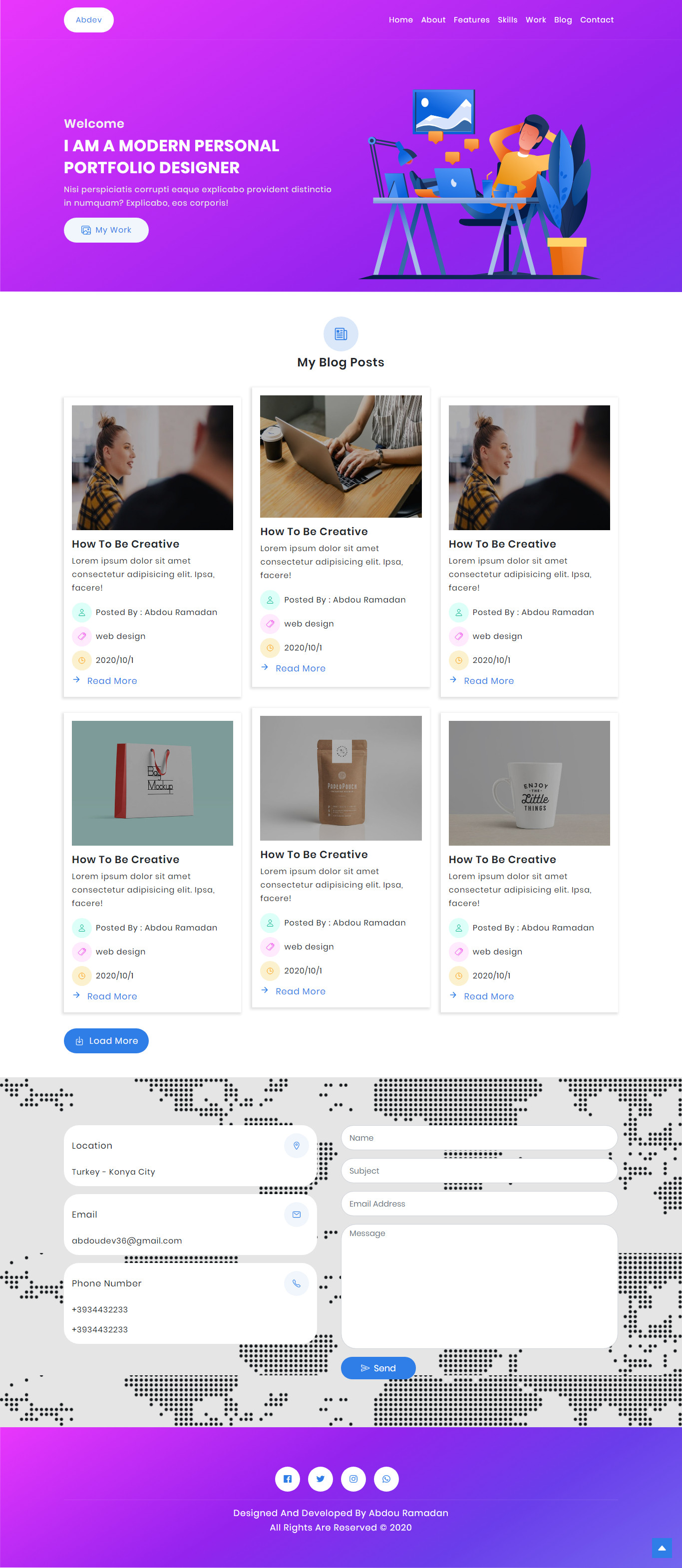 تصميم موقع إلكتروني شخصي (Portfolio)