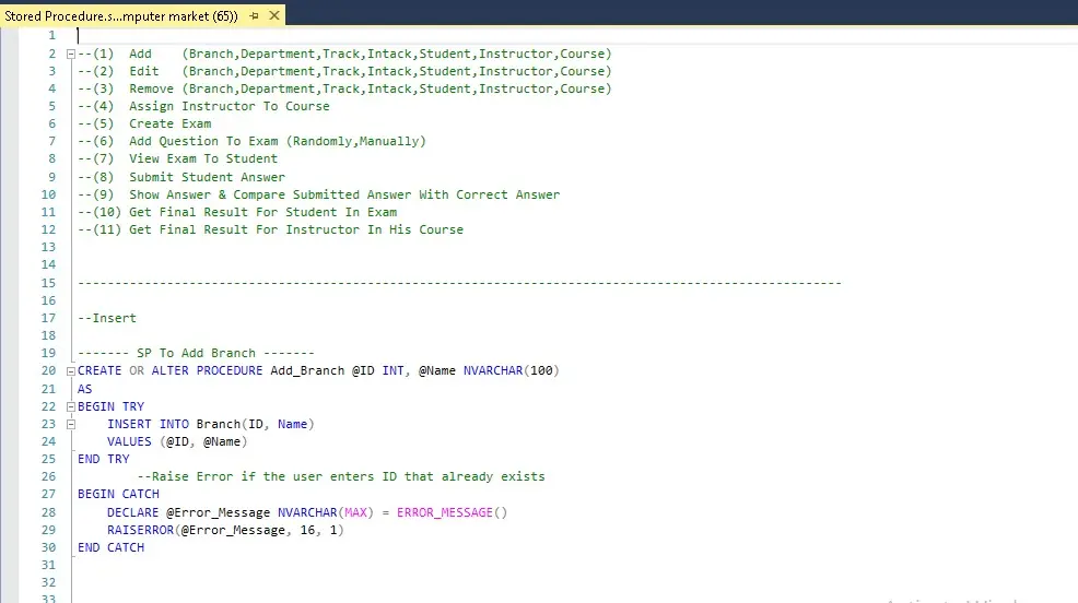 تصميم و برمجة قاعدة بيانات باستخدام ال SQL Server
