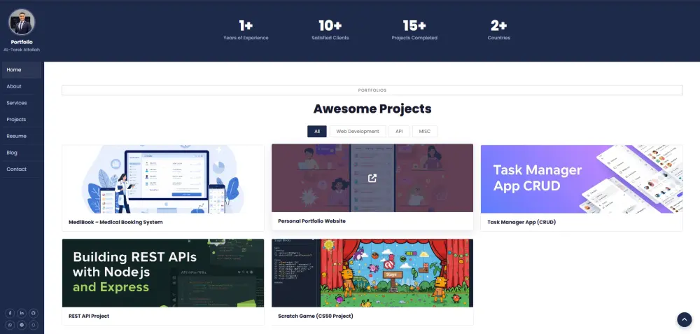 تصميم موقع Portfolio احترافي سريع ومتجاوب باستخدام HTML و CSS و JavaScript