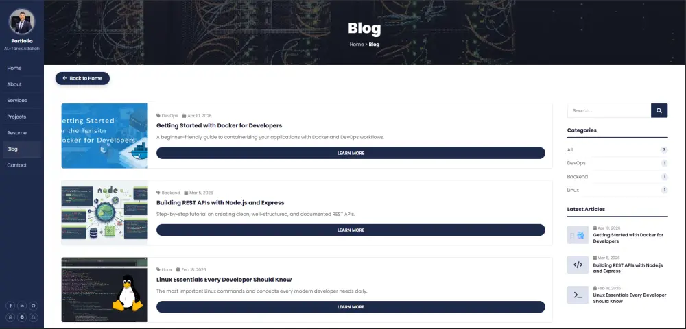 تصميم موقع Portfolio احترافي سريع ومتجاوب باستخدام HTML و CSS و JavaScript