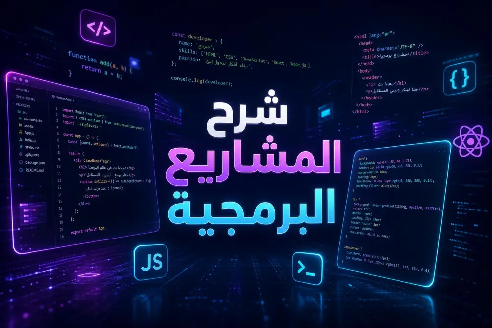 شرح المشاريع البرمجية وإعداد عرض تقديمي أو فيديو توضيحي بشكل احترافي