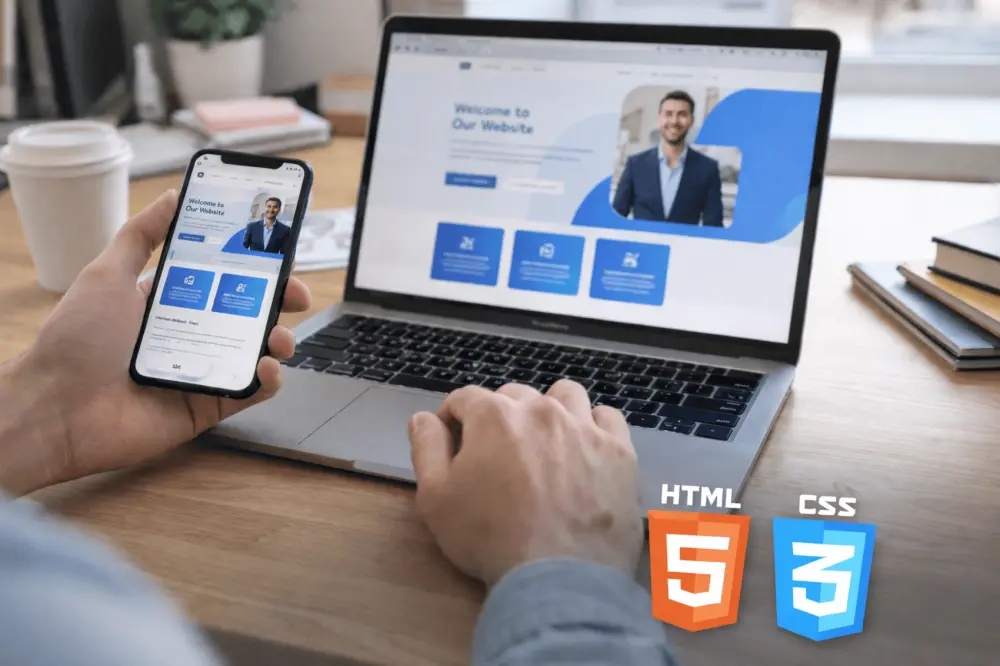تصميم موقع إلكتروني احترافي متجاوب وسريع باستخدام HTML وCSS