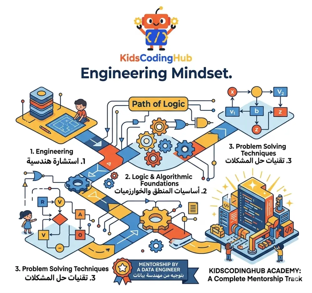 جلسة رسم المسار البرمجي وبناء المنطق الهندسي للأطفالKids Programming Roadmap & Engineering Logic Mentorship