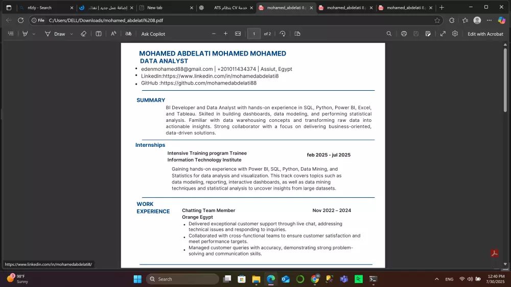 خدمة عمل CV احترافي متوافق مع الـ ATS