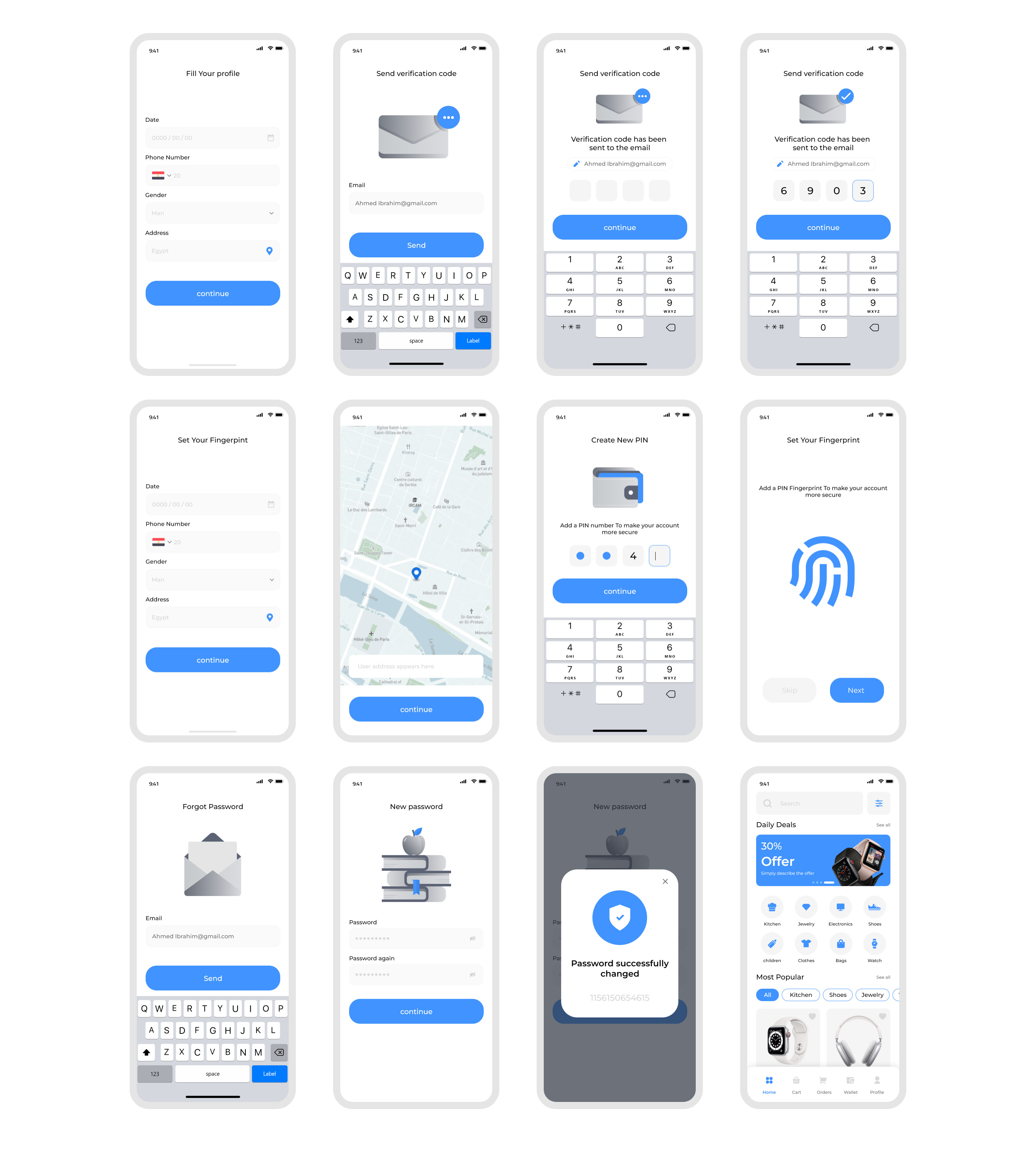 امتلك تصميم تطبيق سلة التجارة الإلكترونية والتسوق عبر الإنترنت UI Kit