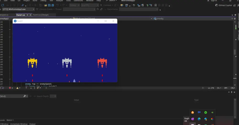 لعبة باستخدام لغة سى شارب ثنائى الابعاد