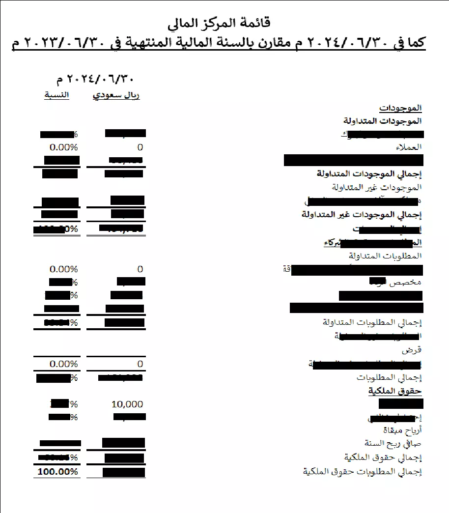 إعداد قوائم مالية صفرية عن سنة مالية واحدة لا تتطلب مراجع حسابات