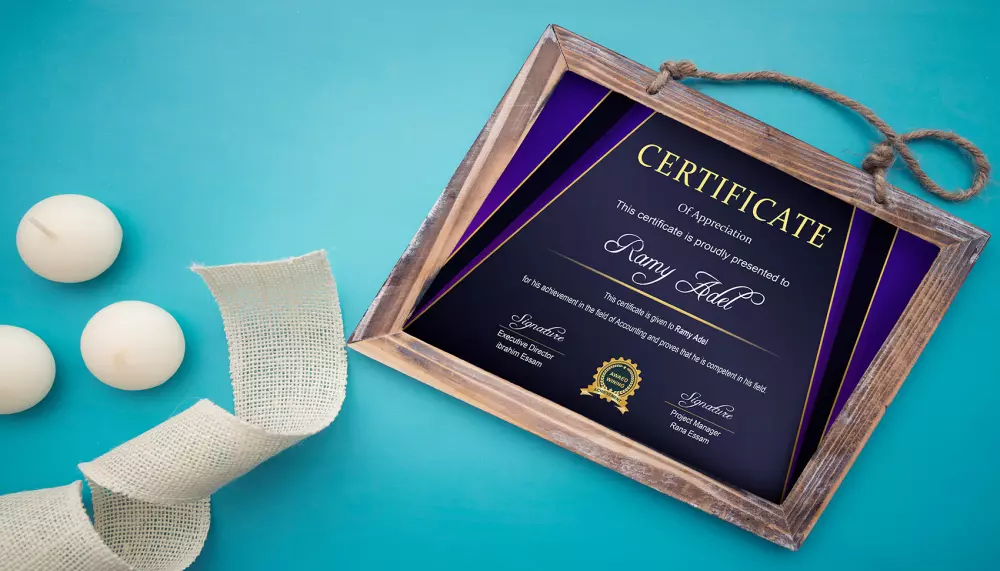 تصميم شهادة شكر وتقدير احترافية