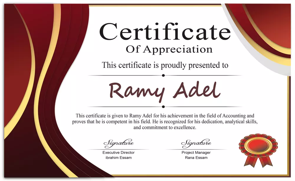 تصميم شهادة شكر وتقدير احترافية