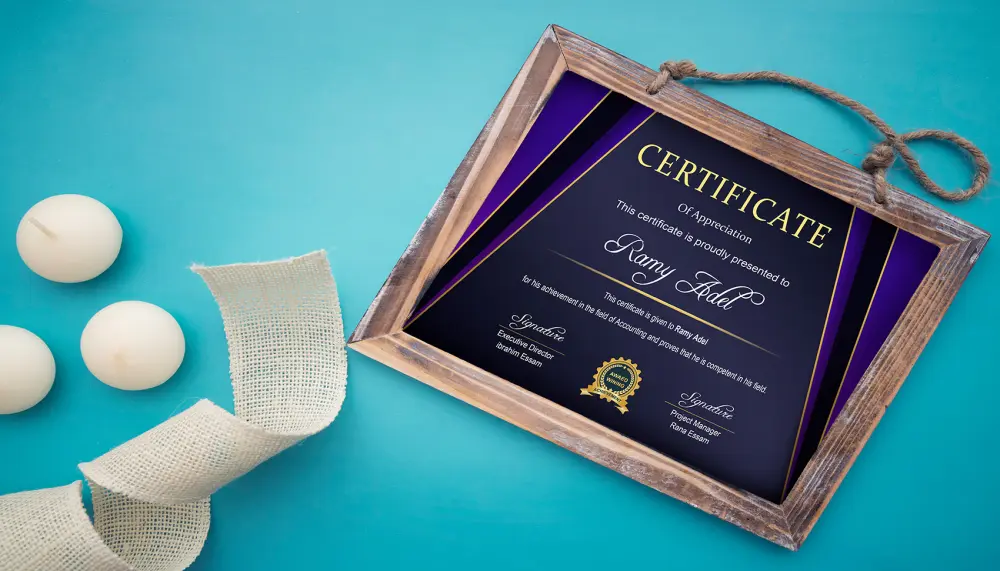 تصميم شهادة شكر وتقدير احترافية