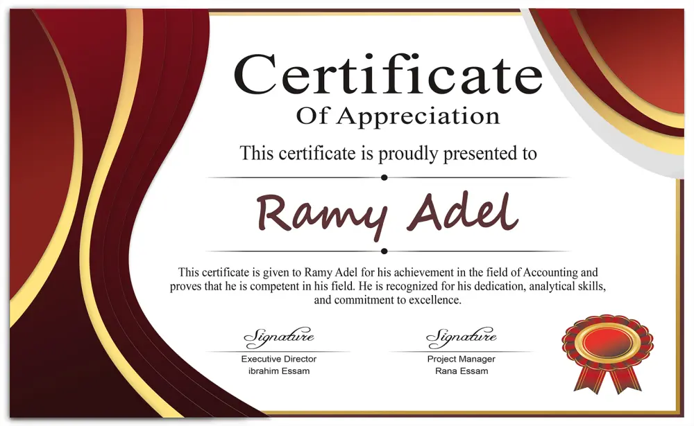 تصميم شهادة شكر وتقدير احترافية