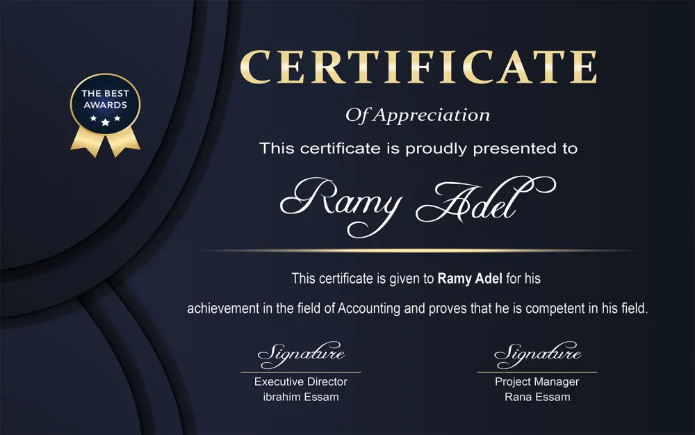 تصميم شهادة شكر وتقدير احترافية