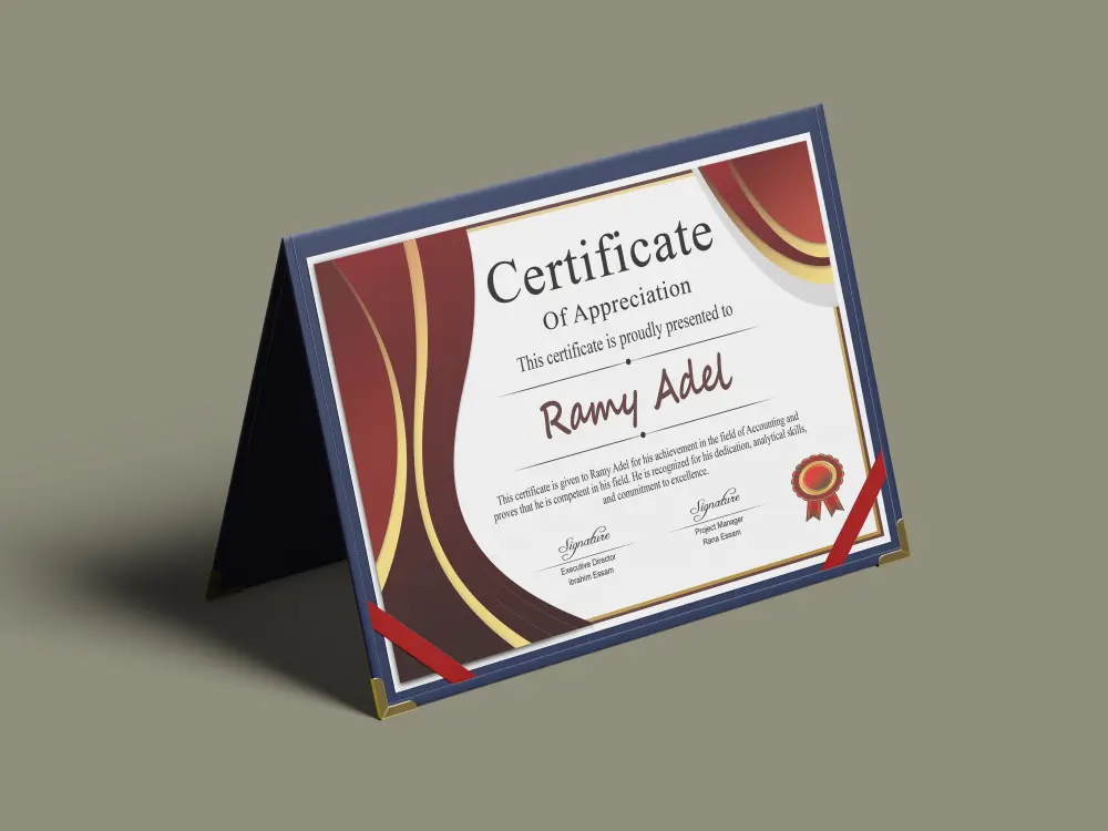 تصميم شهادة شكر وتقدير احترافية