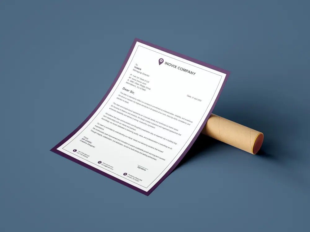 تصميم ليتر هيد أو أوراق المراسلات (Letterhead) نموذجين