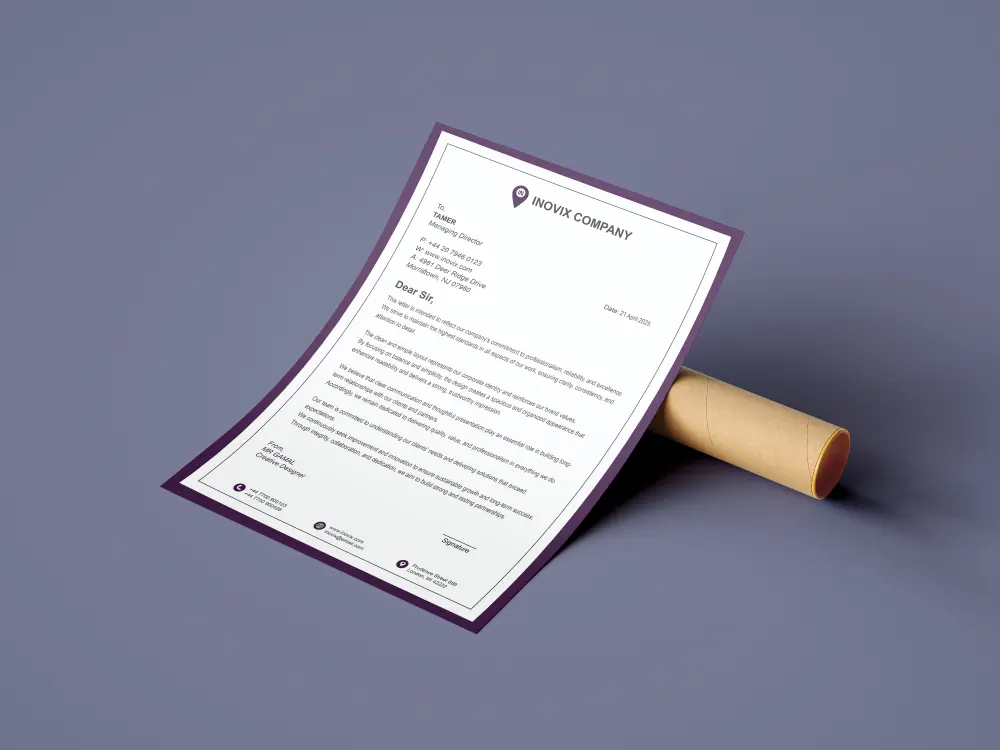 تصميم ليتر هيد أو أوراق المراسلات (Letterhead) نموذجين