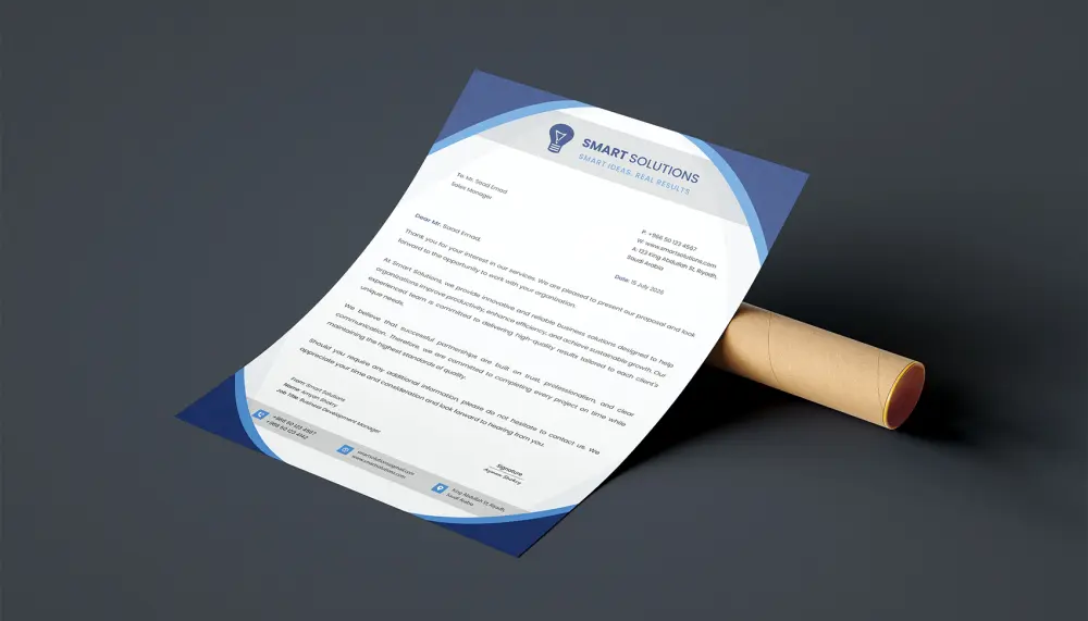 تصميم ليتر هيد أو أوراق المراسلات (Letterhead) نموذجين